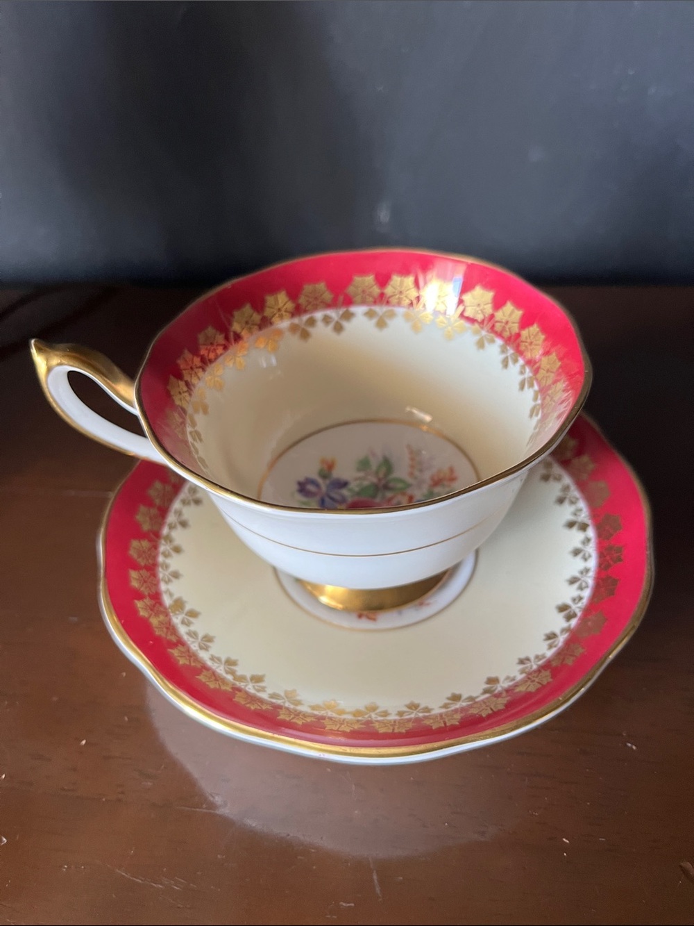 Royal Albert Red and Gold Tea Cup and Saucer